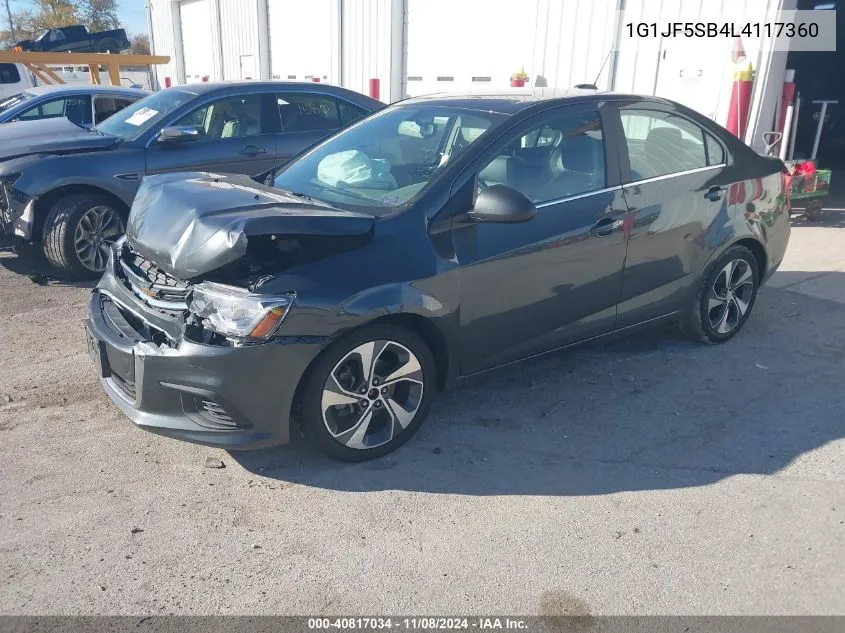 2020 Chevrolet Sonic Fwd Premier VIN: 1G1JF5SB4L4117360 Lot: 40817034