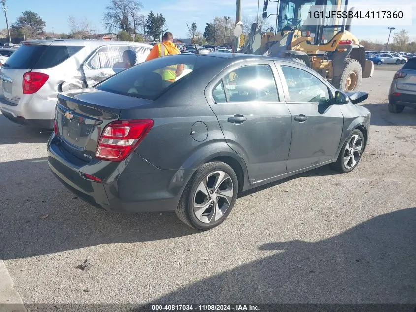 2020 Chevrolet Sonic Fwd Premier VIN: 1G1JF5SB4L4117360 Lot: 40817034