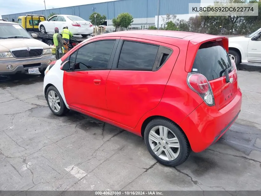 2013 Chevrolet Spark 1Lt Auto VIN: KL8CD6S92DC622774 Lot: 40627080