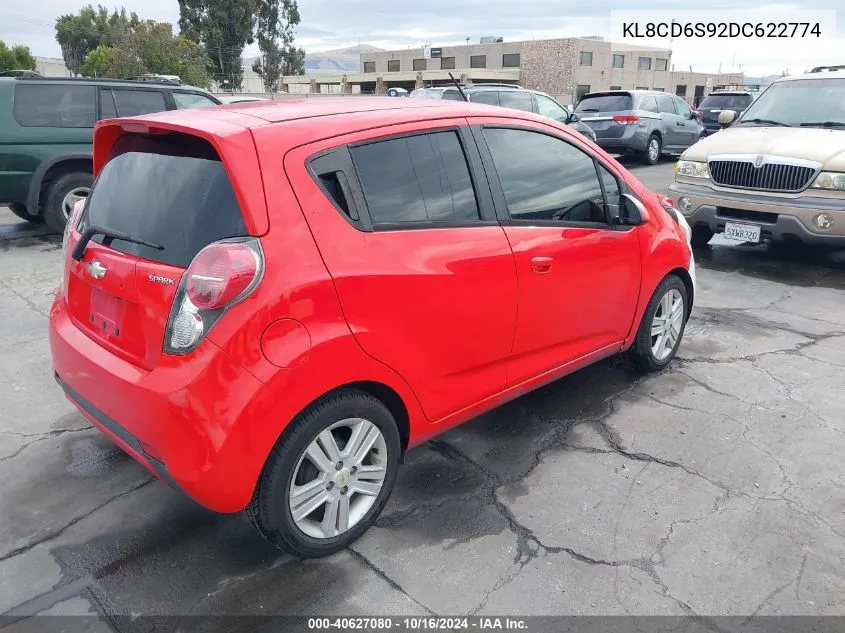 2013 Chevrolet Spark 1Lt Auto VIN: KL8CD6S92DC622774 Lot: 40627080