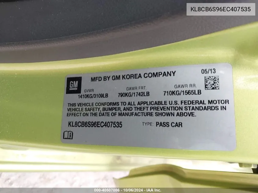 KL8CB6S96EC407535 2014 Chevrolet Spark Ls