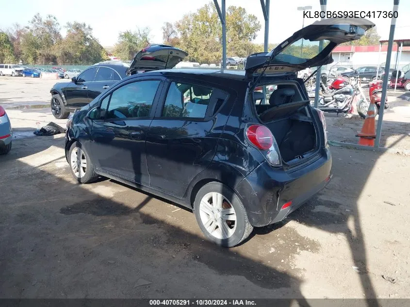 2014 Chevrolet Spark Ls Auto VIN: KL8CB6S93EC417360 Lot: 40705291