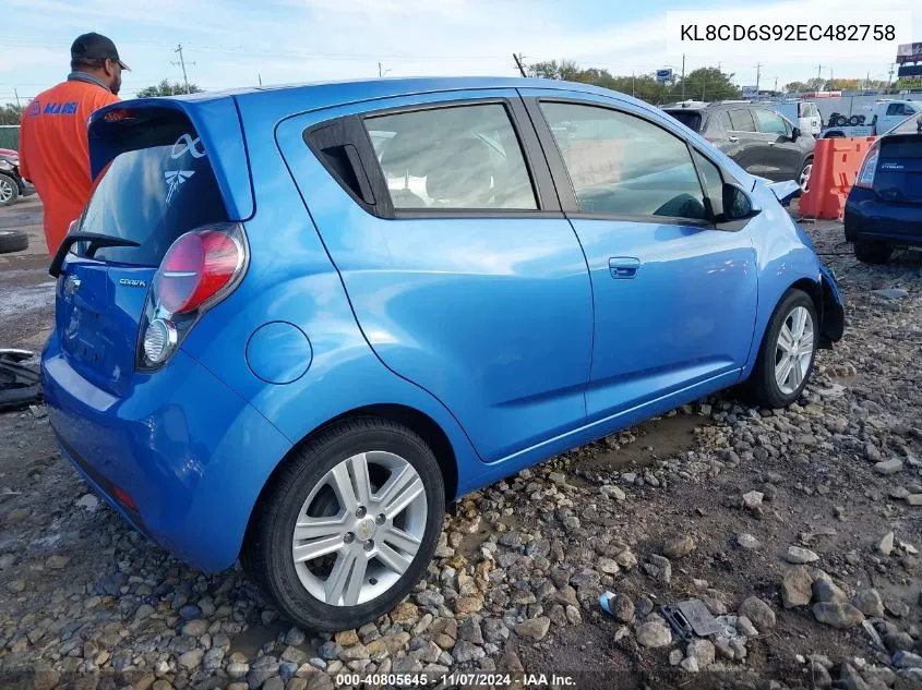 2014 Chevrolet Spark 1Lt Auto VIN: KL8CD6S92EC482758 Lot: 40805645