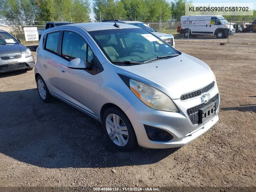 2014 Chevrolet Spark 1Lt Auto VIN: KL8CD6S93EC551702 Lot: 40866135