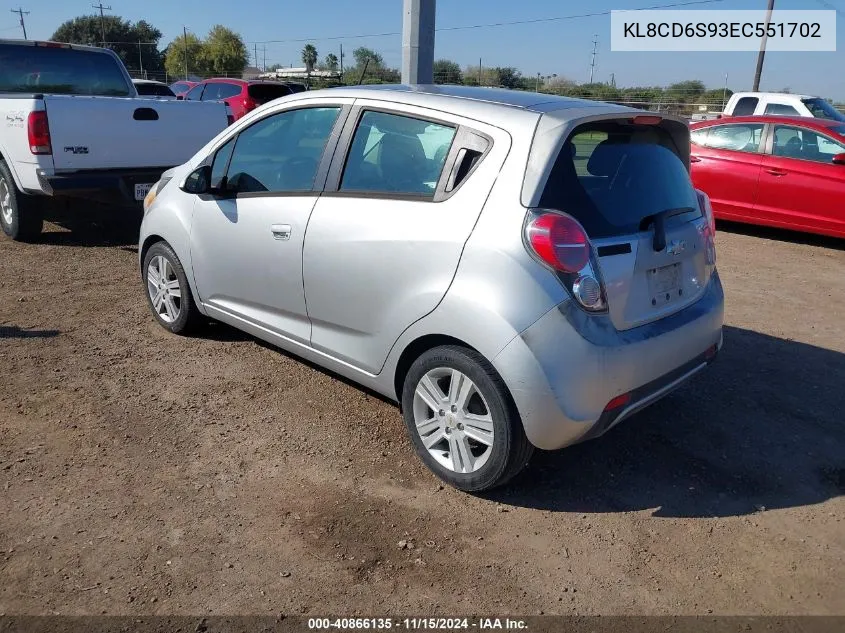 2014 Chevrolet Spark 1Lt Auto VIN: KL8CD6S93EC551702 Lot: 40866135