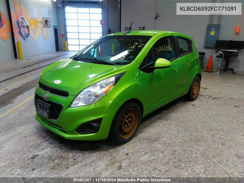 2015 Chevrolet Spark Lt VIN: KL8CD6S92FC771091 Lot: 20185307