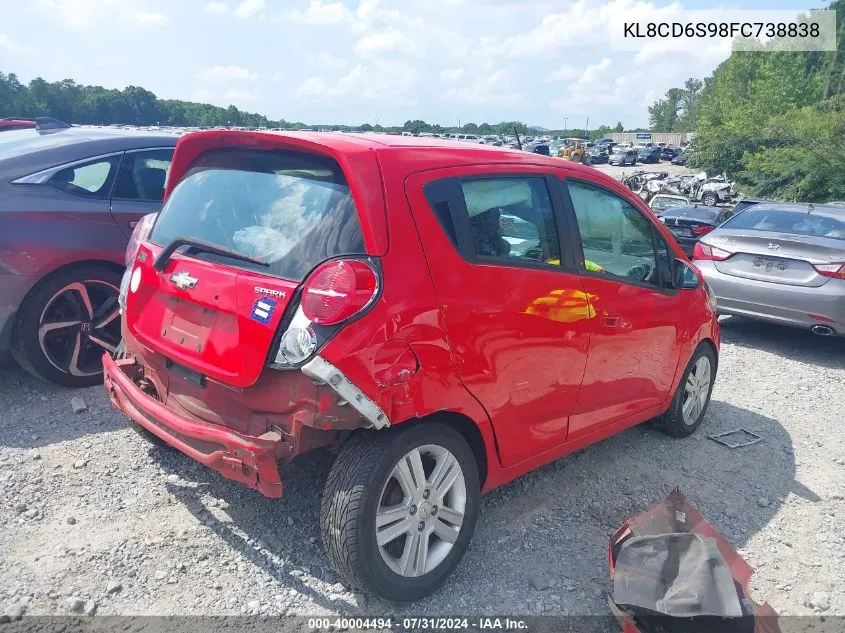 2015 Chevrolet Spark 1Lt Cvt VIN: KL8CD6S98FC738838 Lot: 40004494