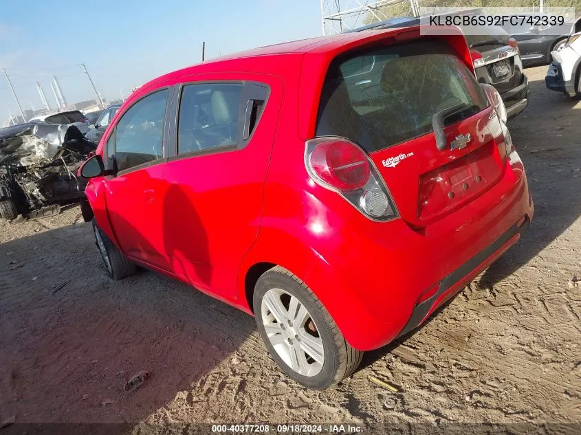 2015 Chevrolet Spark Ls VIN: KL8CB6S92FC742339 Lot: 40377208