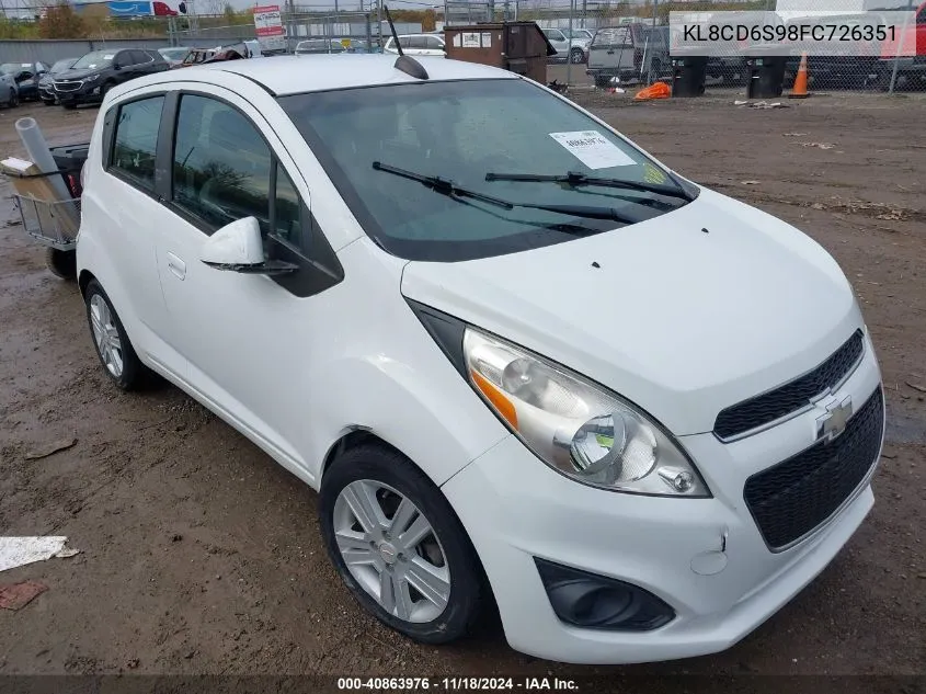 2015 Chevrolet Spark 1Lt Cvt VIN: KL8CD6S98FC726351 Lot: 40863976