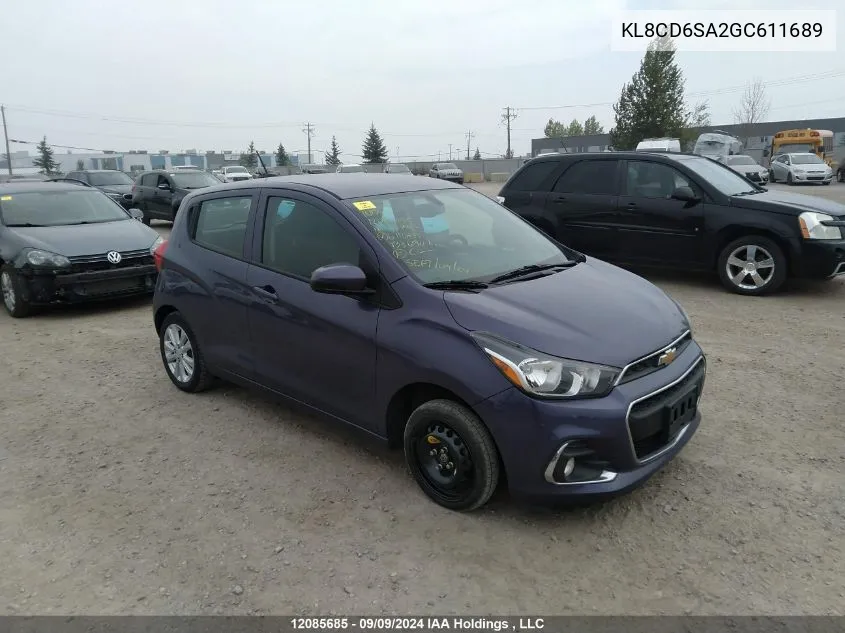 2016 Chevrolet Spark VIN: KL8CD6SA2GC611689 Lot: 12085685