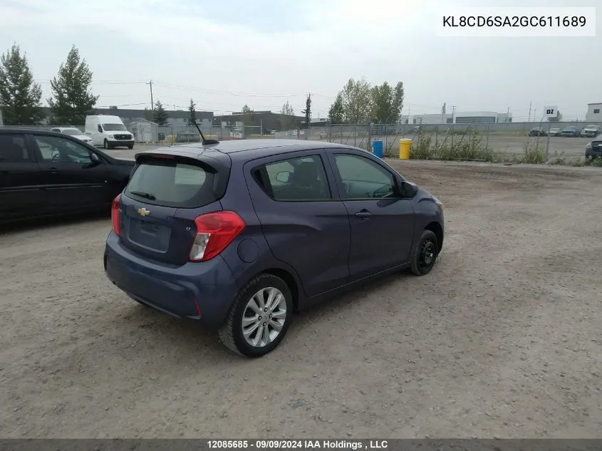 2016 Chevrolet Spark VIN: KL8CD6SA2GC611689 Lot: 12085685