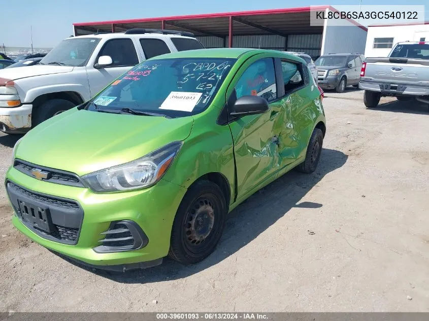 2016 Chevrolet Spark Ls Cvt VIN: KL8CB6SA3GC540122 Lot: 39601093