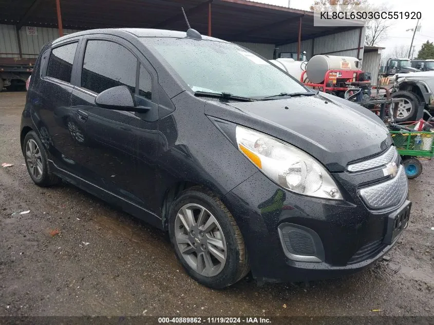 2016 Chevrolet Spark Ev 2Lt VIN: KL8CL6S03GC551920 Lot: 40889862