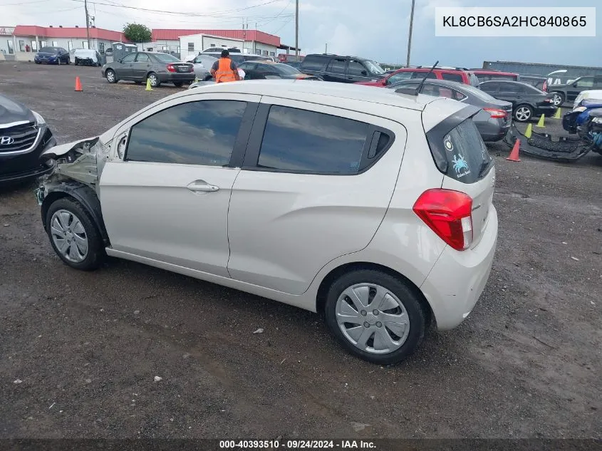 2017 Chevrolet Spark Ls Cvt VIN: KL8CB6SA2HC840865 Lot: 40393510