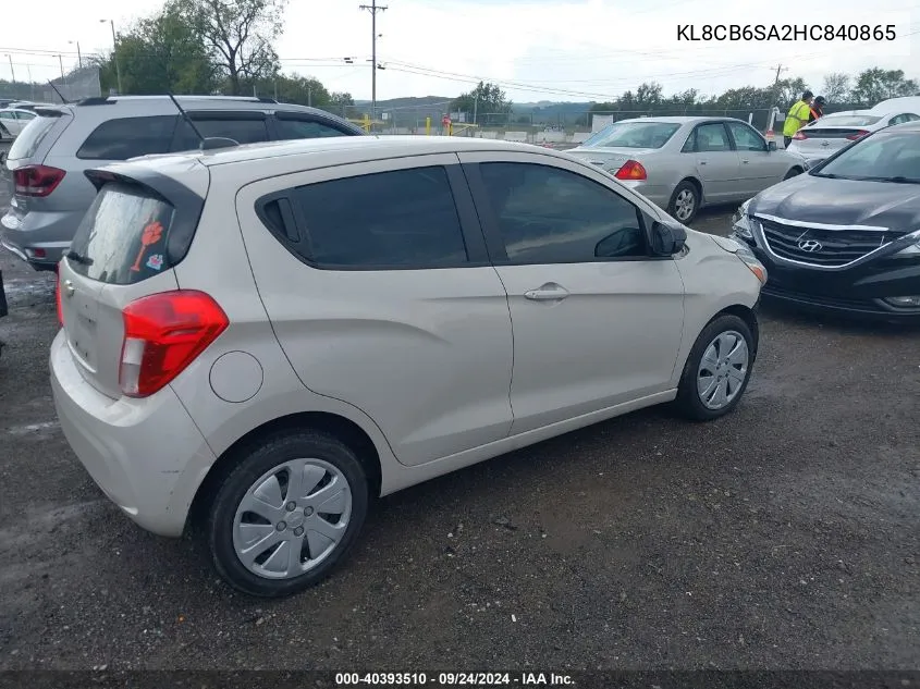 2017 Chevrolet Spark Ls Cvt VIN: KL8CB6SA2HC840865 Lot: 40393510