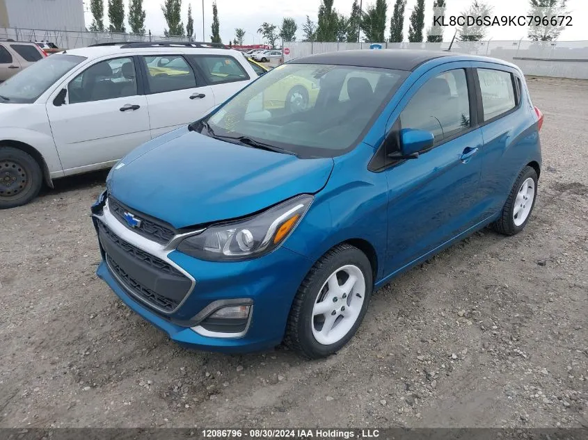 2019 Chevrolet Spark 1Lt VIN: KL8CD6SA9KC796672 Lot: 12086796