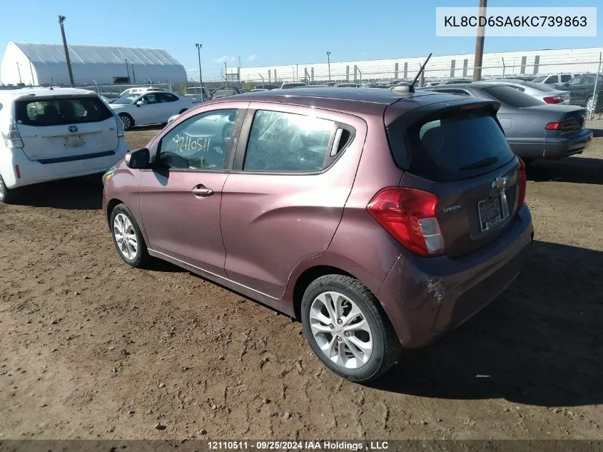 2019 Chevrolet Spark VIN: KL8CD6SA6KC739863 Lot: 12110511