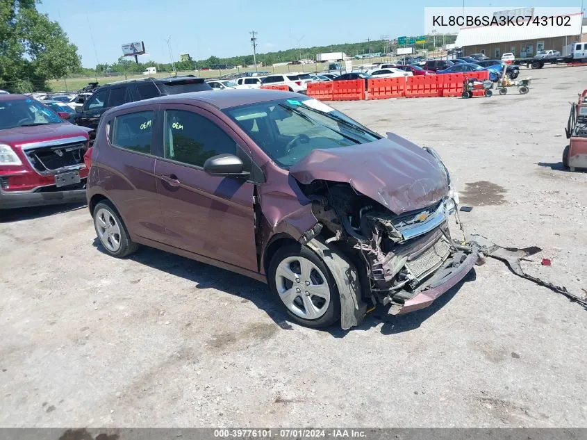 2019 Chevrolet Spark Ls Cvt VIN: KL8CB6SA3KC743102 Lot: 39776101