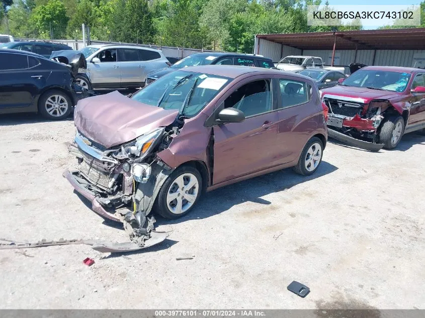 2019 Chevrolet Spark Ls Cvt VIN: KL8CB6SA3KC743102 Lot: 39776101