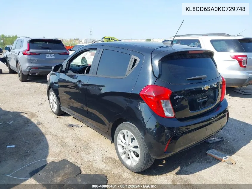 2019 Chevrolet Spark 1Lt Cvt VIN: KL8CD6SA0KC729748 Lot: 40080481