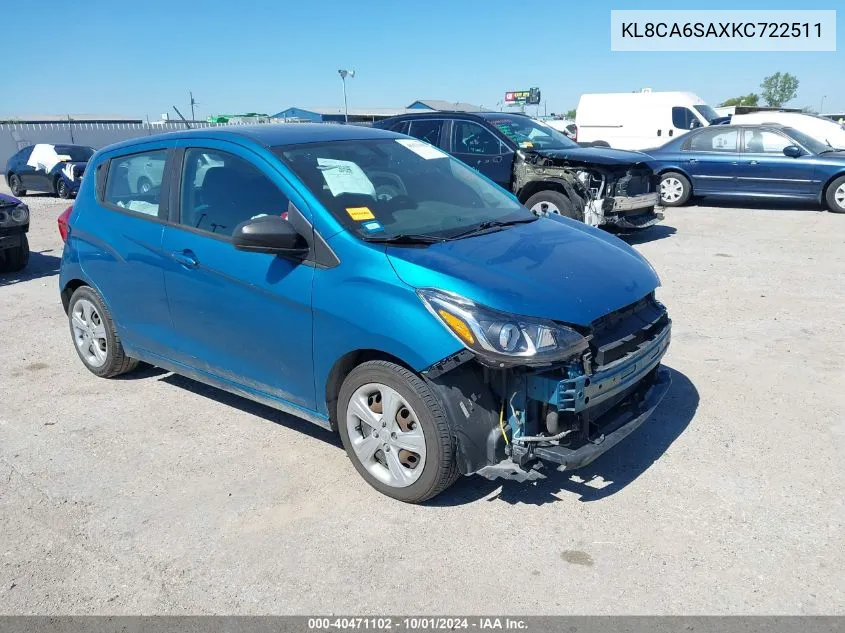 2019 Chevrolet Spark Ls Manual VIN: KL8CA6SAXKC722511 Lot: 40471102