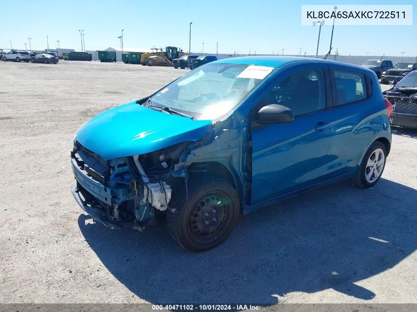 2019 Chevrolet Spark Ls Manual VIN: KL8CA6SAXKC722511 Lot: 40471102