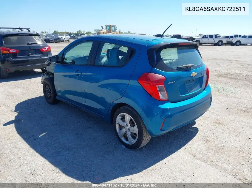 2019 Chevrolet Spark Ls Manual VIN: KL8CA6SAXKC722511 Lot: 40471102