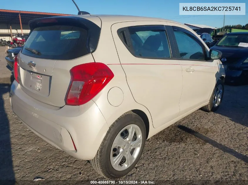 2019 Chevrolet Spark Ls Cvt VIN: KL8CB6SA2KC725741 Lot: 40585790