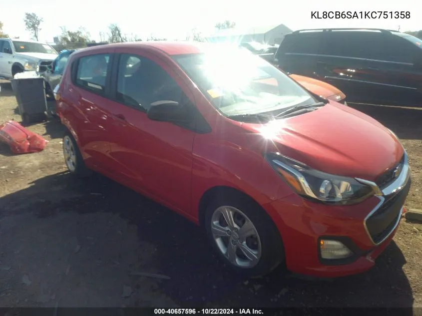 2019 Chevrolet Spark Ls Cvt VIN: KL8CB6SA1KC751358 Lot: 40657596