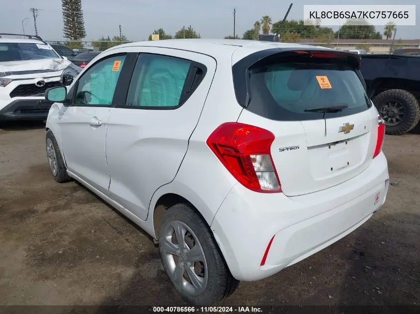 2019 Chevrolet Spark Ls Cvt VIN: KL8CB6SA7KC757665 Lot: 40786566