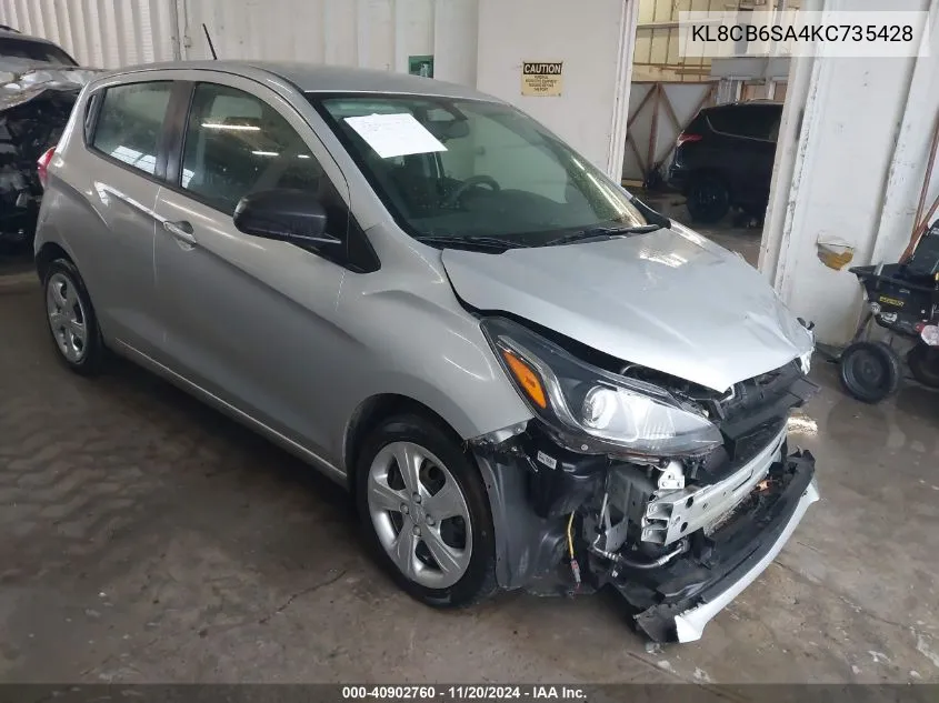 2019 Chevrolet Spark Ls Cvt VIN: KL8CB6SA4KC735428 Lot: 40902760