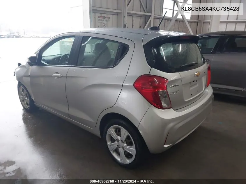 2019 Chevrolet Spark Ls Cvt VIN: KL8CB6SA4KC735428 Lot: 40902760