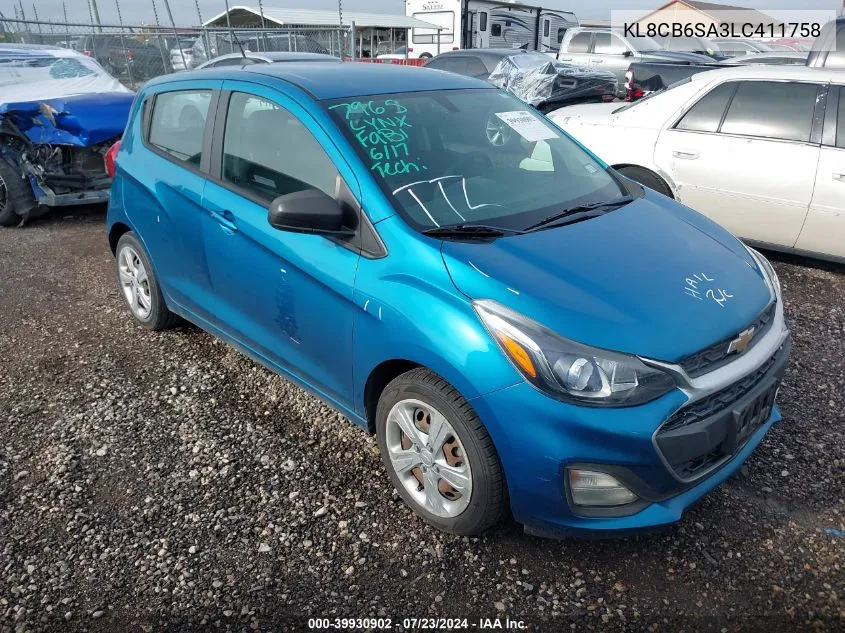 2020 Chevrolet Spark Fwd Ls Automatic VIN: KL8CB6SA3LC411758 Lot: 39930902