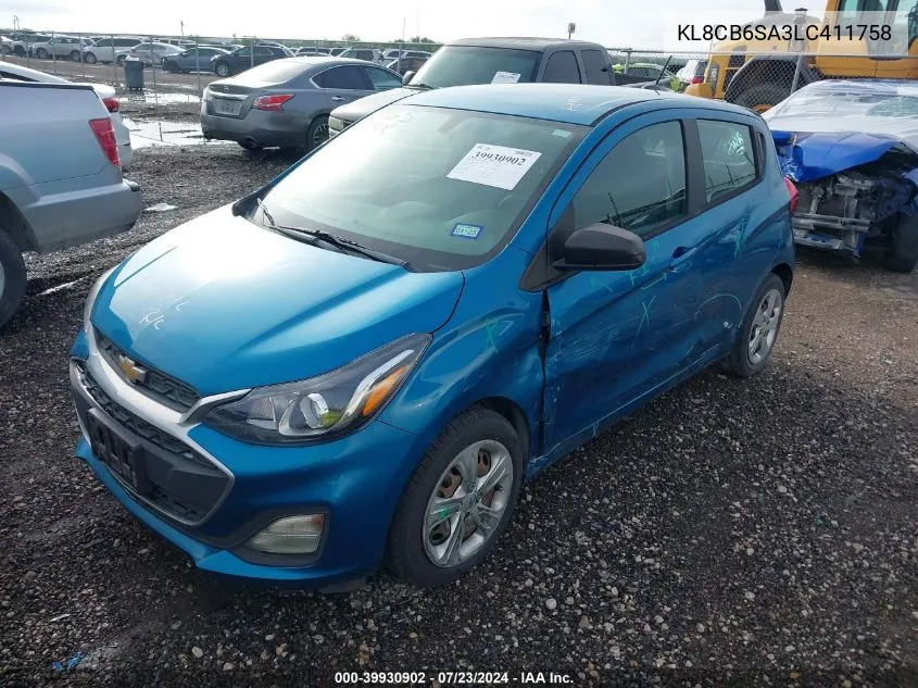 2020 Chevrolet Spark Fwd Ls Automatic VIN: KL8CB6SA3LC411758 Lot: 39930902