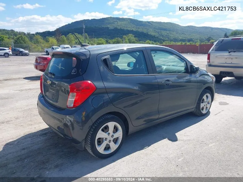 2020 Chevrolet Spark Fwd Ls Automatic VIN: KL8CB6SAXLC421753 Lot: 40295583