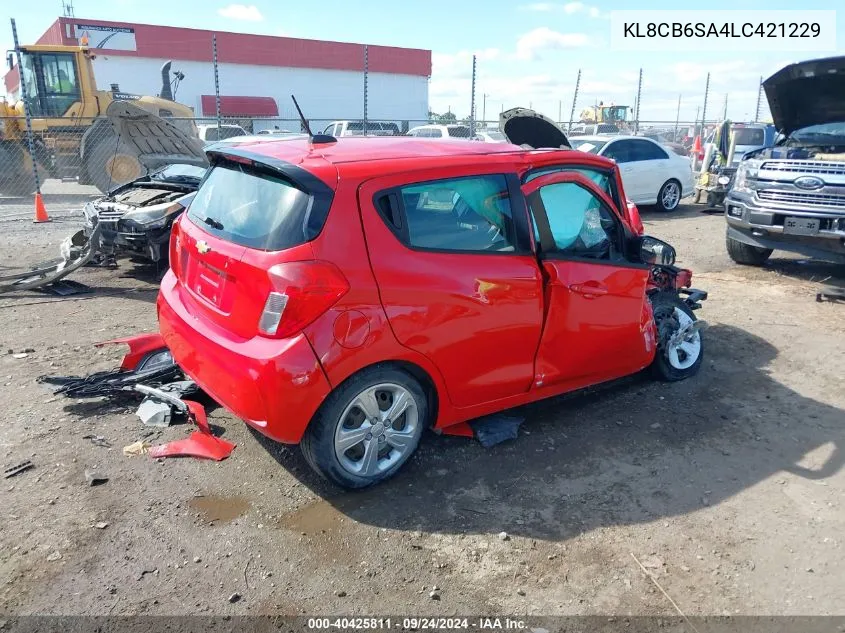 2020 Chevrolet Spark Fwd Ls Automatic VIN: KL8CB6SA4LC421229 Lot: 40425811