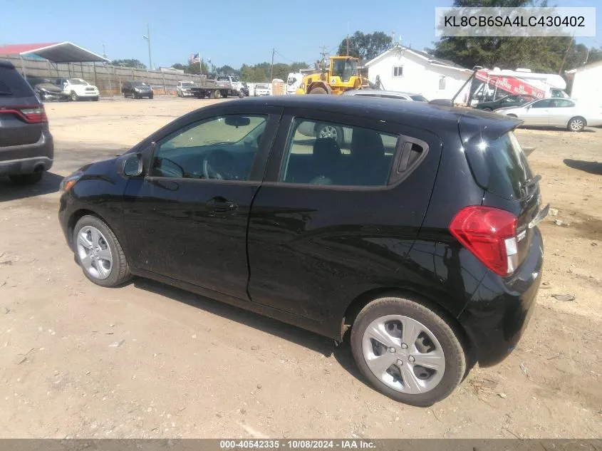 2020 Chevrolet Spark Fwd Ls Automatic VIN: KL8CB6SA4LC430402 Lot: 40542335