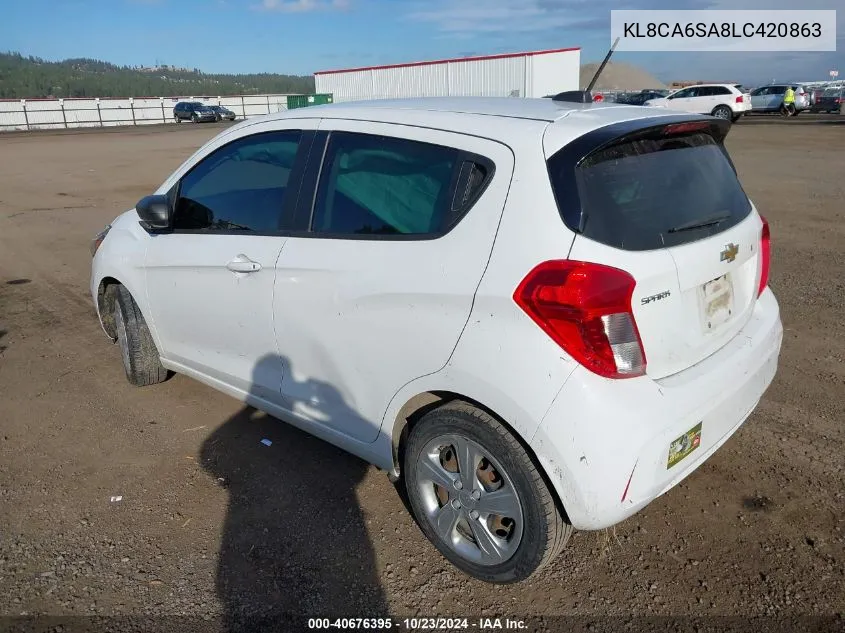 2020 Chevrolet Spark Fwd Ls Manual VIN: KL8CA6SA8LC420863 Lot: 40676395