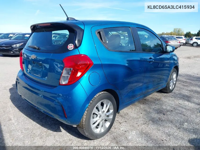 2020 Chevrolet Spark Fwd 1Lt Automatic VIN: KL8CD6SA3LC415934 Lot: 40844074