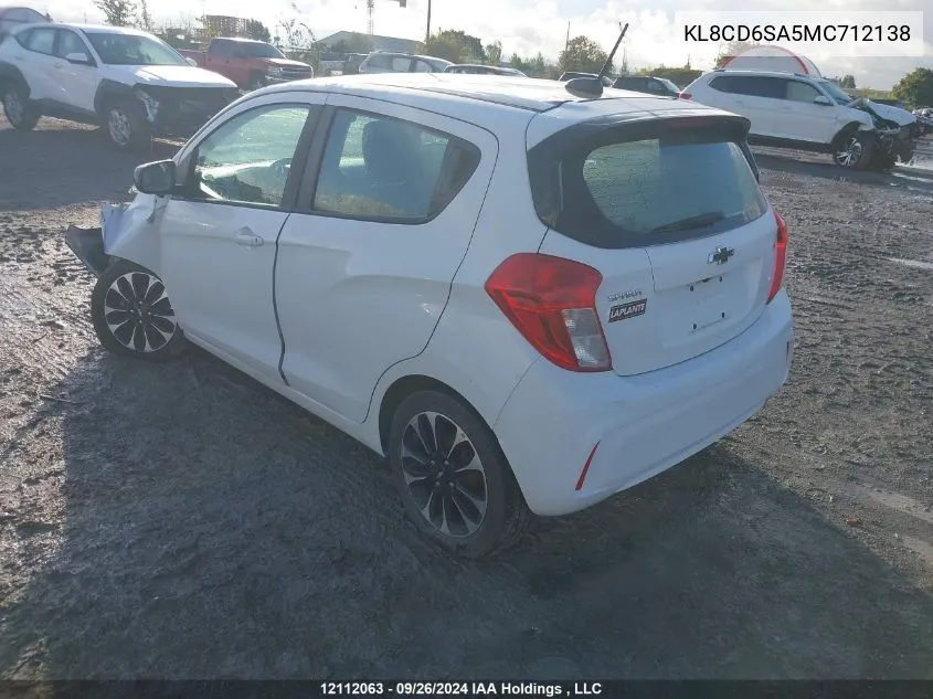 2021 Chevrolet Spark 1Lt VIN: KL8CD6SA5MC712138 Lot: 12112063