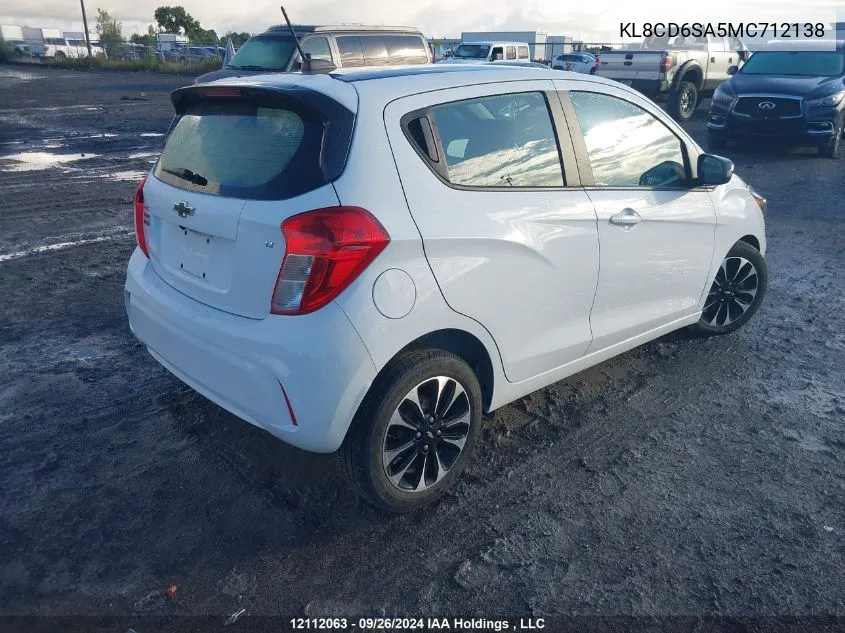 2021 Chevrolet Spark 1Lt VIN: KL8CD6SA5MC712138 Lot: 12112063