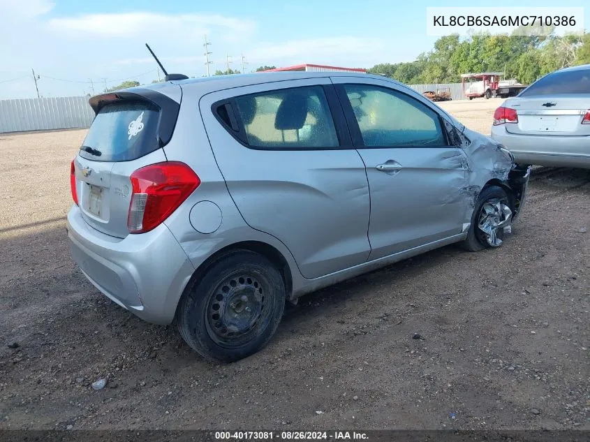 2021 Chevrolet Spark Fwd Ls Automatic VIN: KL8CB6SA6MC710386 Lot: 40173081