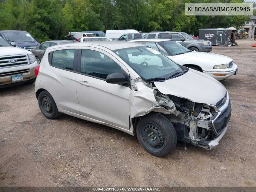 2021 Chevrolet Spark Fwd Ls Manual VIN: KL8CA6SA8MC740945 Lot: 40201180