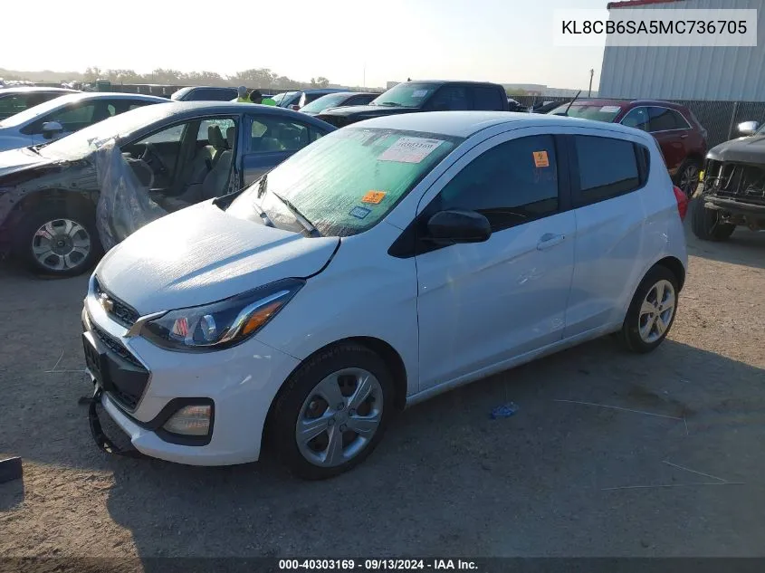 2021 Chevrolet Spark Fwd Ls Automatic VIN: KL8CB6SA5MC736705 Lot: 40303169