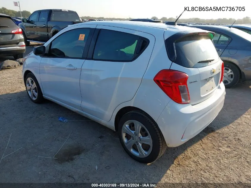 2021 Chevrolet Spark Fwd Ls Automatic VIN: KL8CB6SA5MC736705 Lot: 40303169