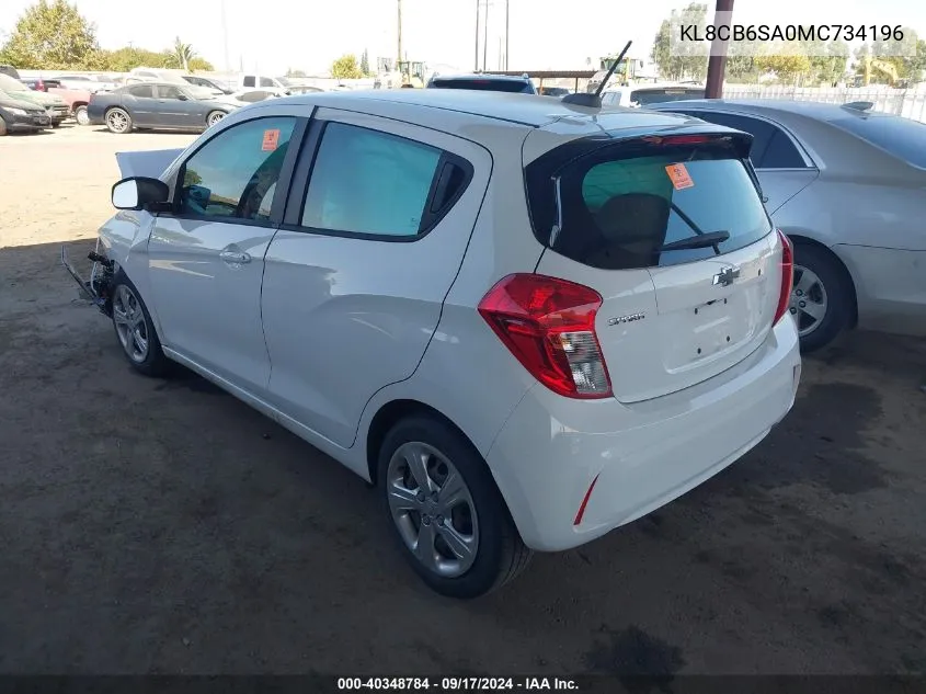 2021 Chevrolet Spark Fwd Ls Automatic VIN: KL8CB6SA0MC734196 Lot: 40348784