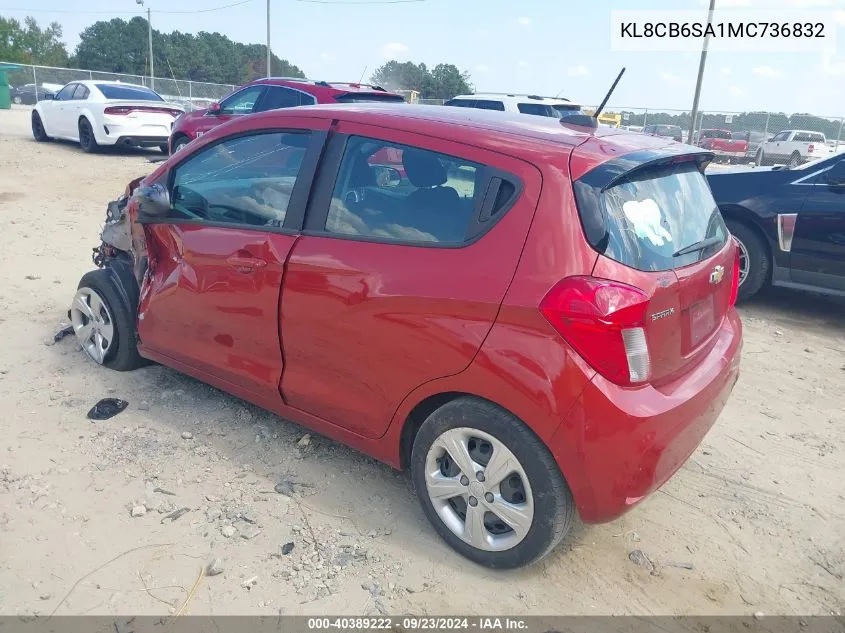 2021 Chevrolet Spark Fwd Ls Automatic VIN: KL8CB6SA1MC736832 Lot: 40389222