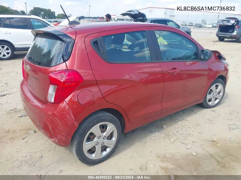 2021 Chevrolet Spark Fwd Ls Automatic VIN: KL8CB6SA1MC736832 Lot: 40389222