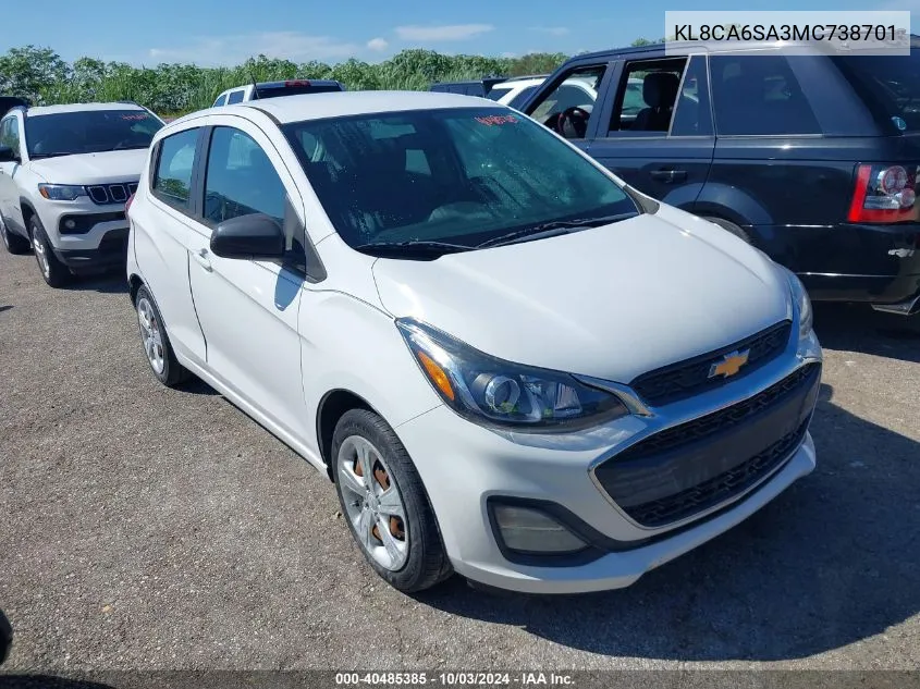 2021 Chevrolet Spark Fwd Ls Manual VIN: KL8CA6SA3MC738701 Lot: 40485385