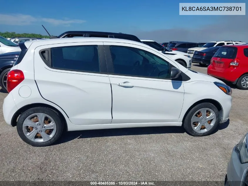 2021 Chevrolet Spark Fwd Ls Manual VIN: KL8CA6SA3MC738701 Lot: 40485385